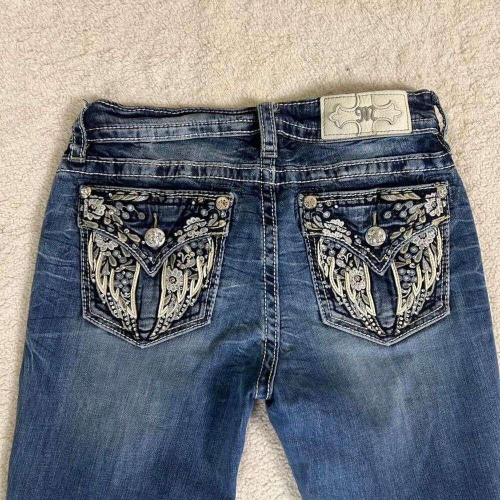 Y2K Mcbling Miss Me Angel Wing Bling Pocket Capris